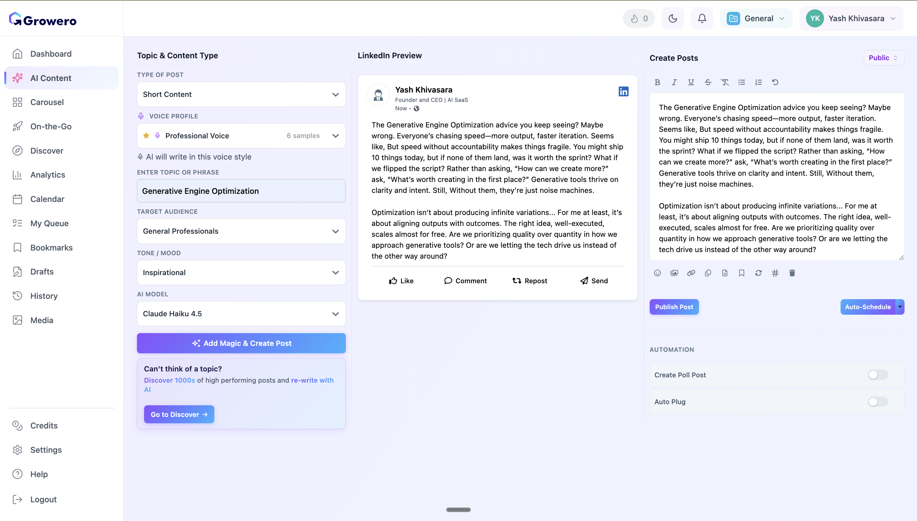 LinkedIn post preview